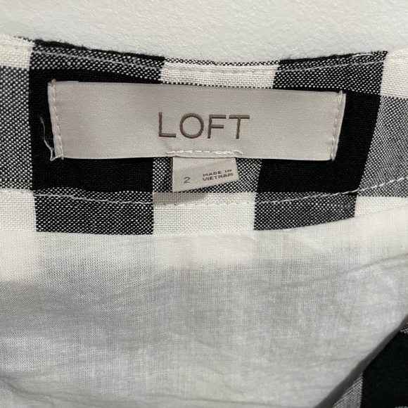 Loft Gingham Button V-Neck Dress - Picture 6 of 6